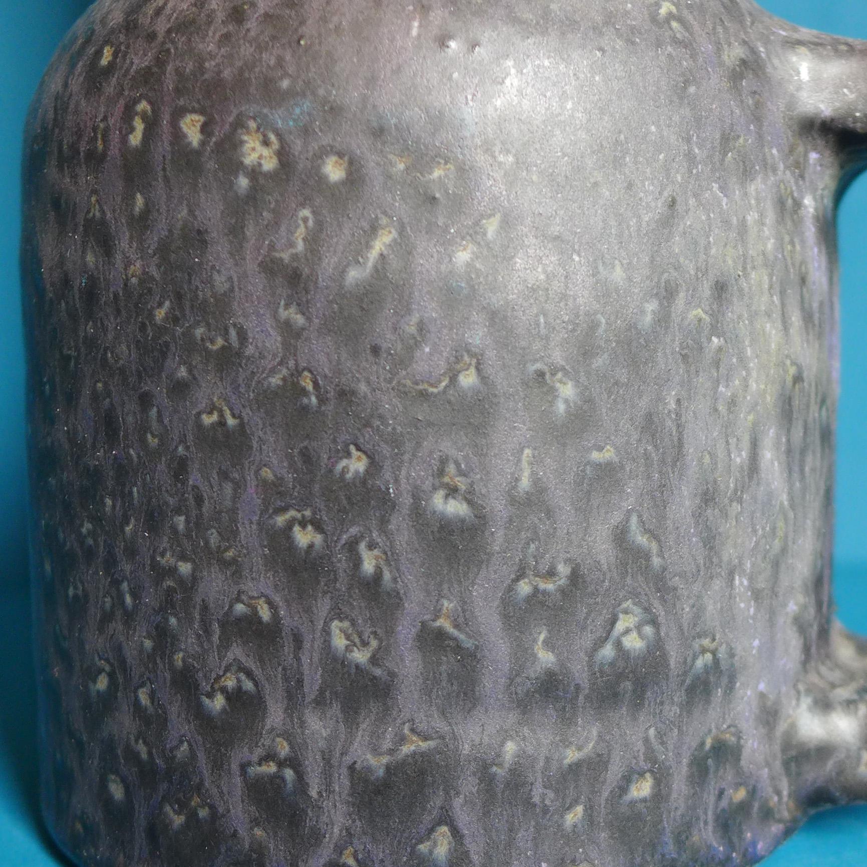 Hand-Crafted Black Ceramic Bottle Vase For Sale