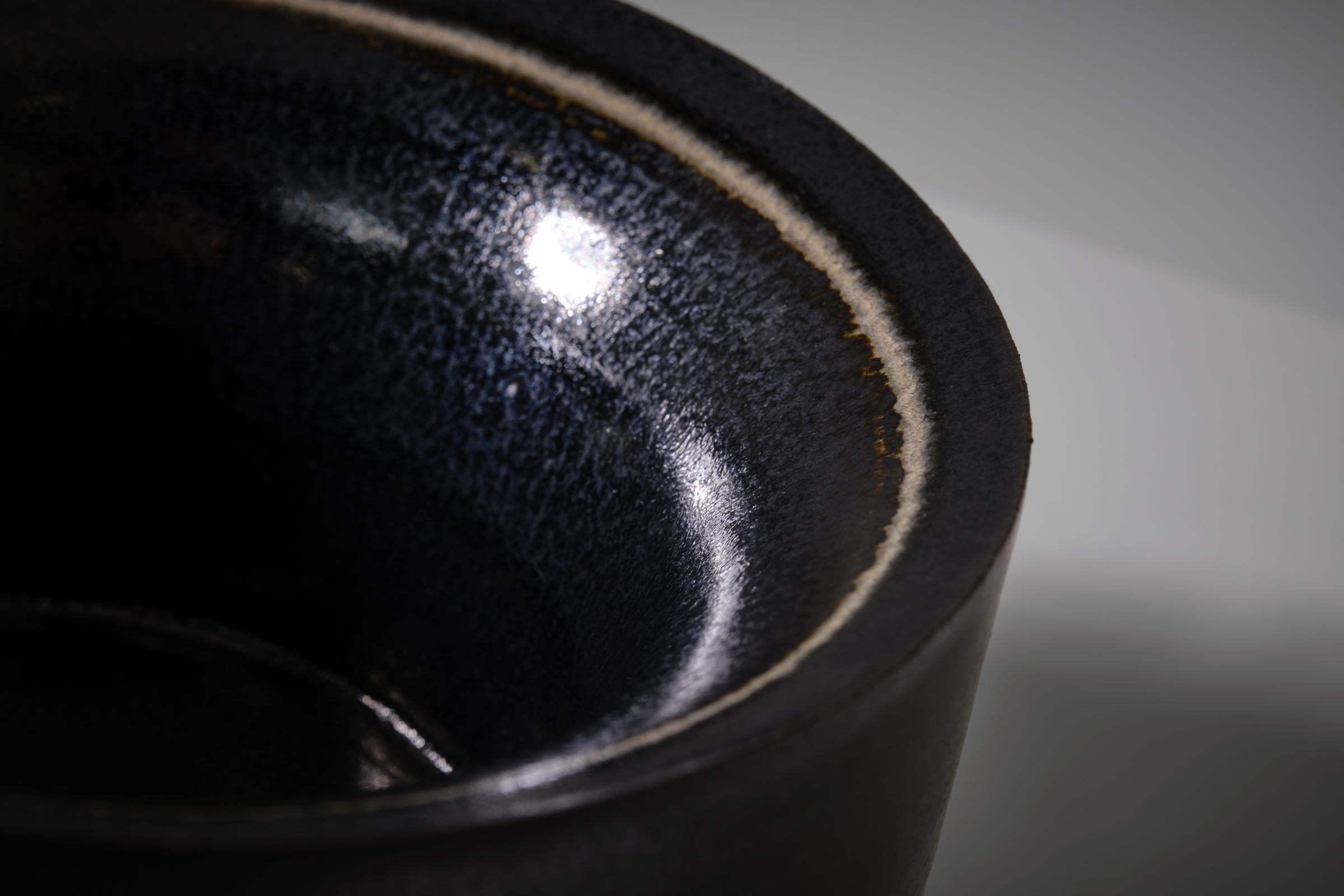 Mid-Century Modern Black Ceramic Bowl by Carlo Zauli, Italy, 1960s For Sale