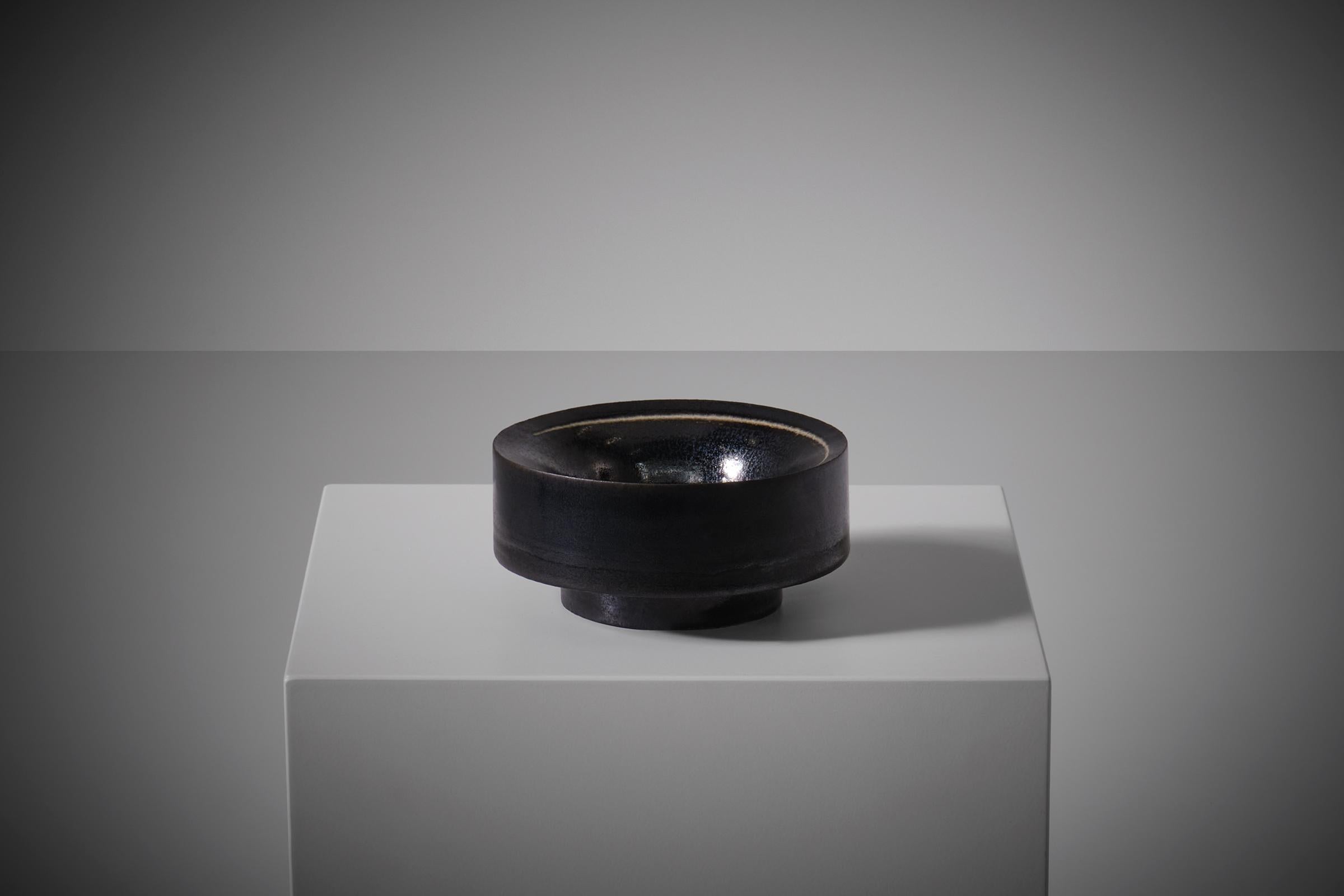 Mid-20th Century Black Ceramic Bowl by Carlo Zauli, Italy, 1960s For Sale