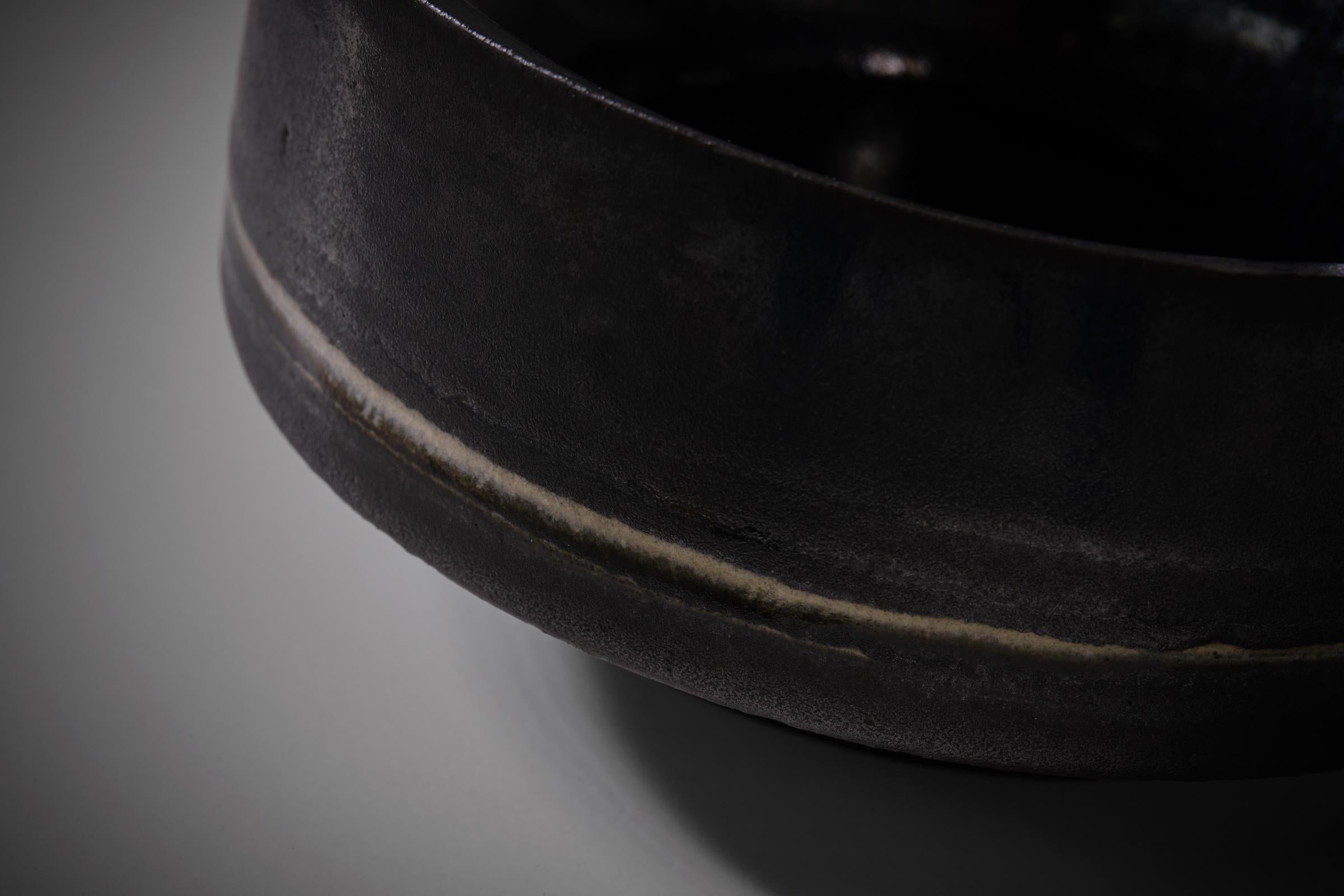 Black Ceramic Bowl by Carlo Zauli, Italy, 1960s For Sale 1