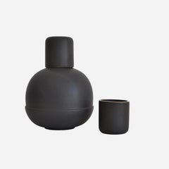 Black Ceramic Carafe and Cups Inspired in traditional Pitchers from Mexico.