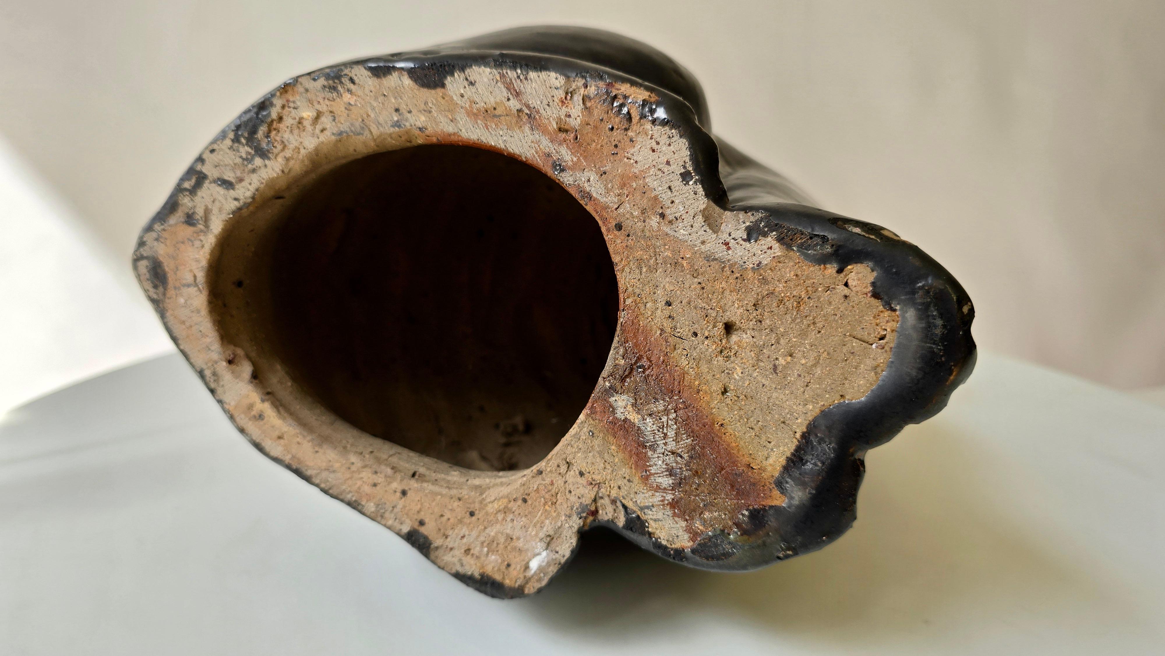 Scultura di gatto in ceramica nera, stile metà del secolo scorso, in stile Vallauris AM in vendita 2