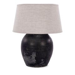 Chinesische Vasenlampe aus schwarzer Keramik