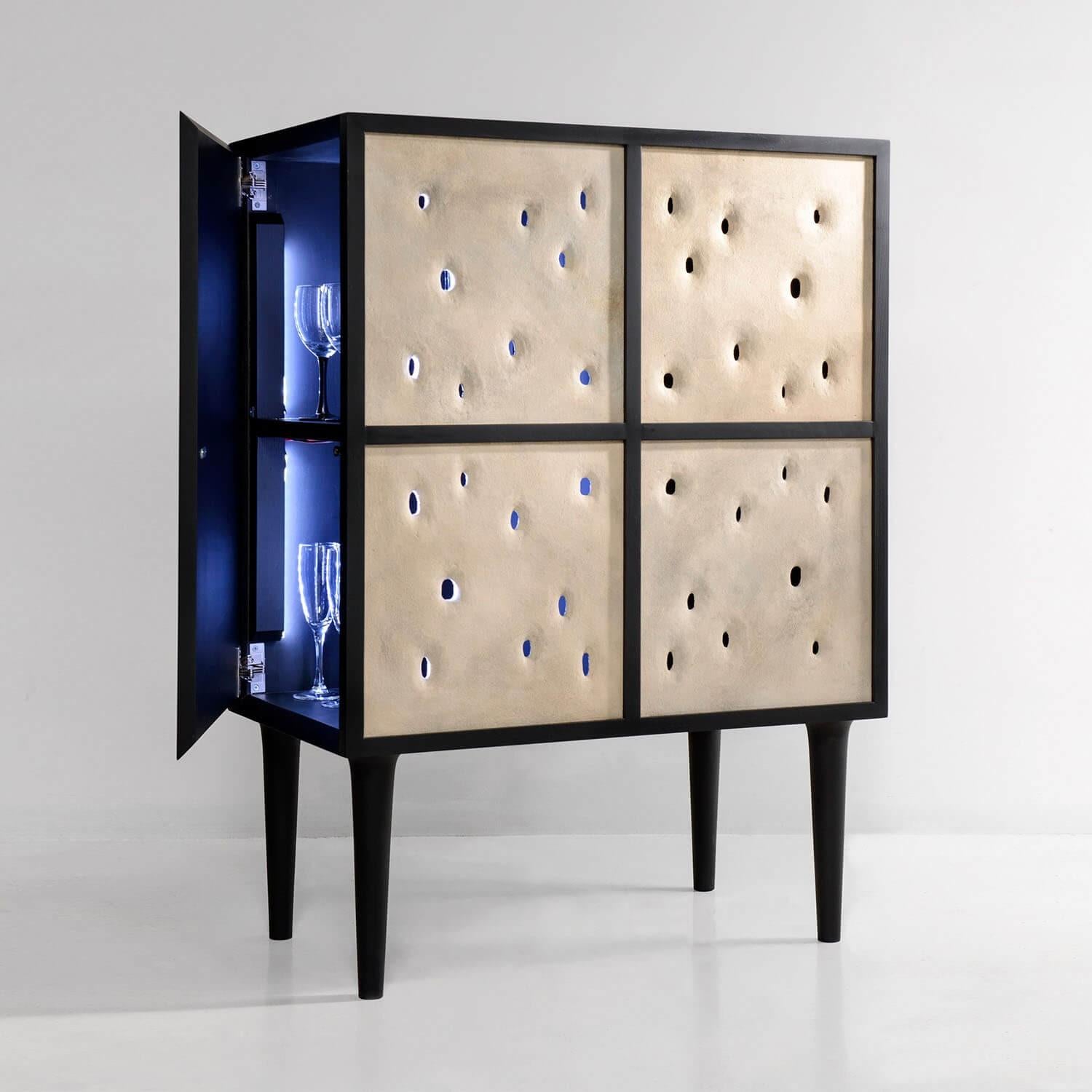 Black Ceramic Contemporary Bar Cabinet by Faina In New Condition In Geneve, CH