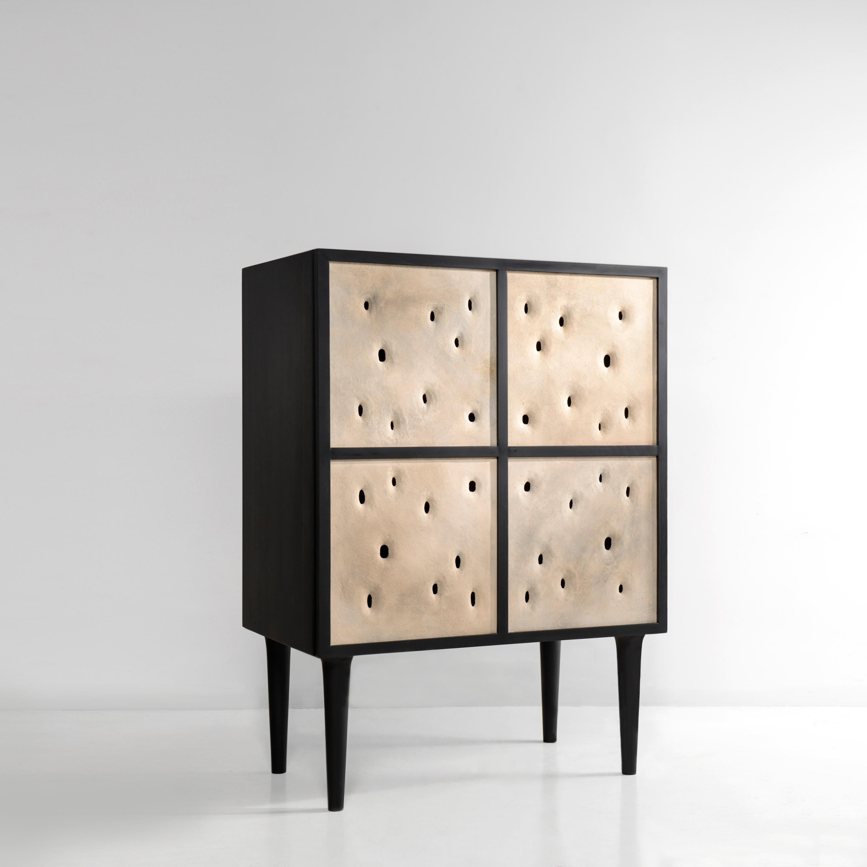 Clay Black Ceramic Contemporary Bar Cabinet by Faina For Sale