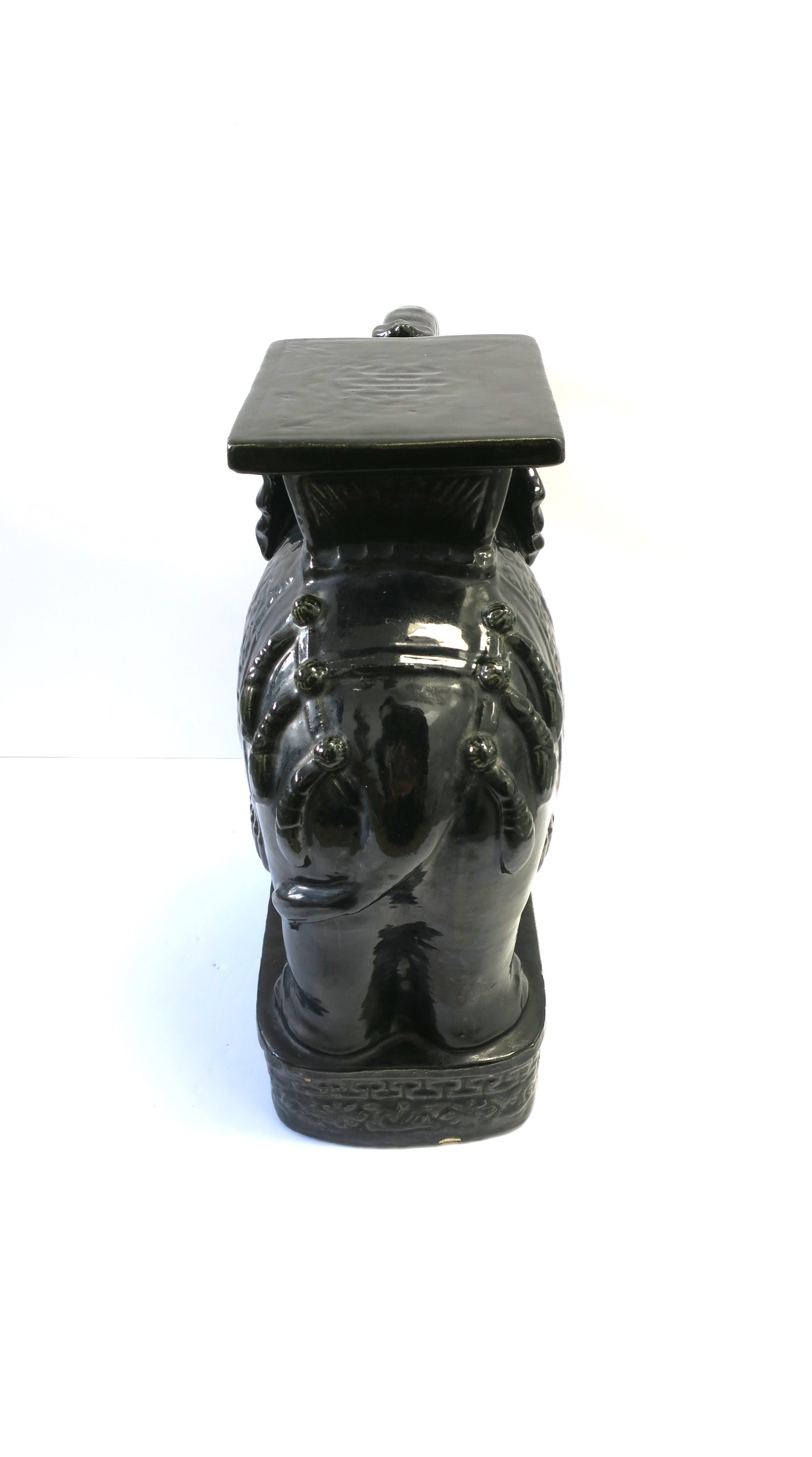 Black Ceramic Elephant End Drink Table or Patio Garden Plant Stand 3