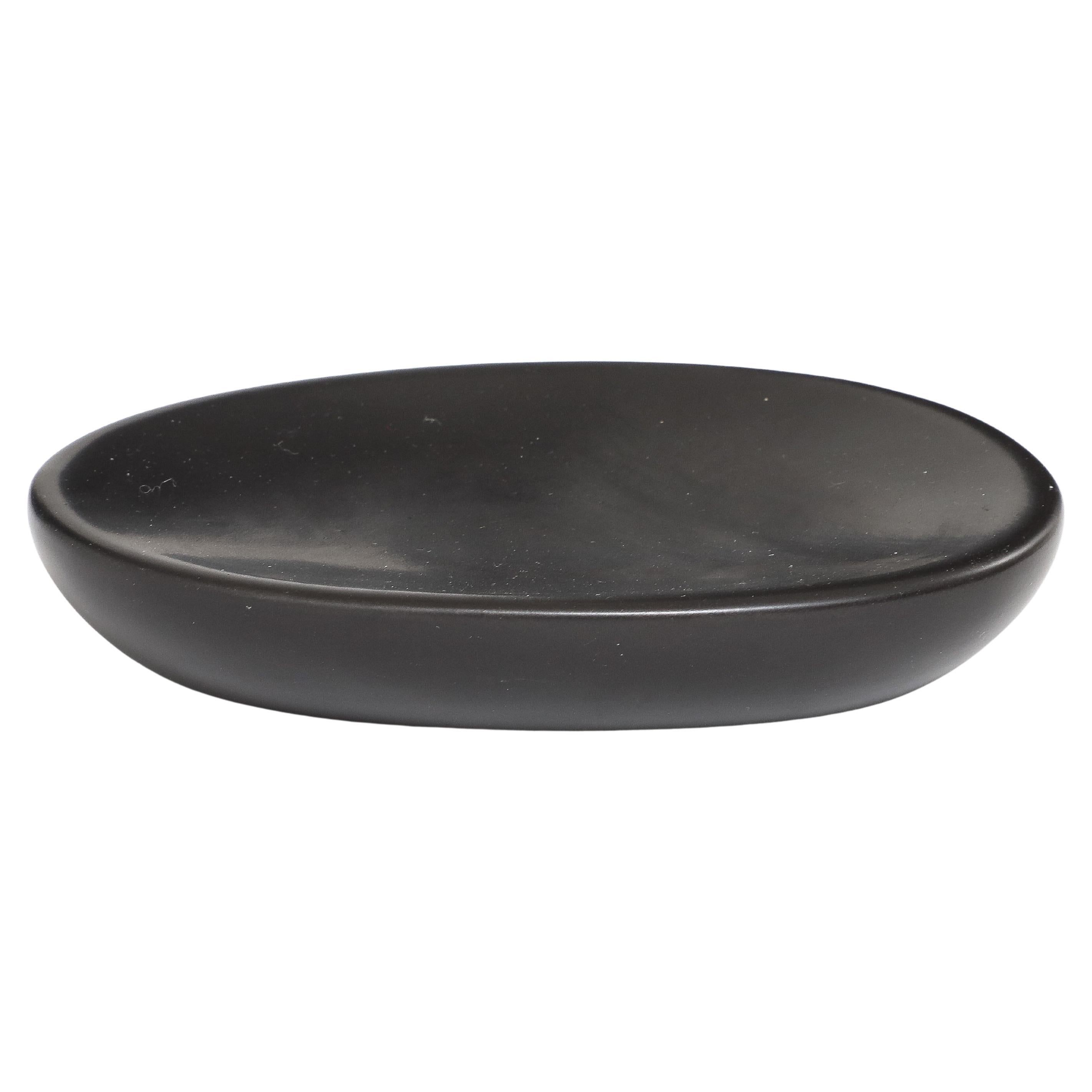 Black Ceramic Galet Vide-Poche, Mid-Century Modern, France, 1950