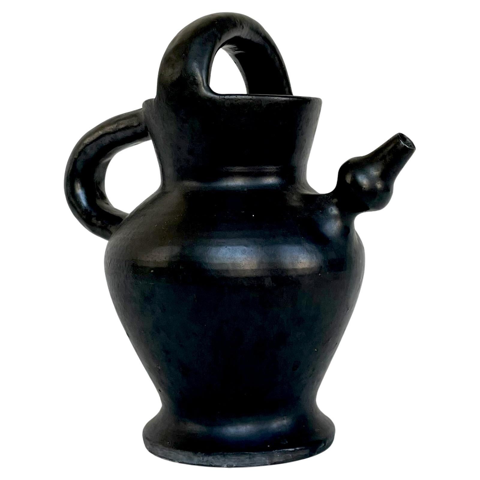 Black ceramic gargoulette by Robert Picault, circa 1955