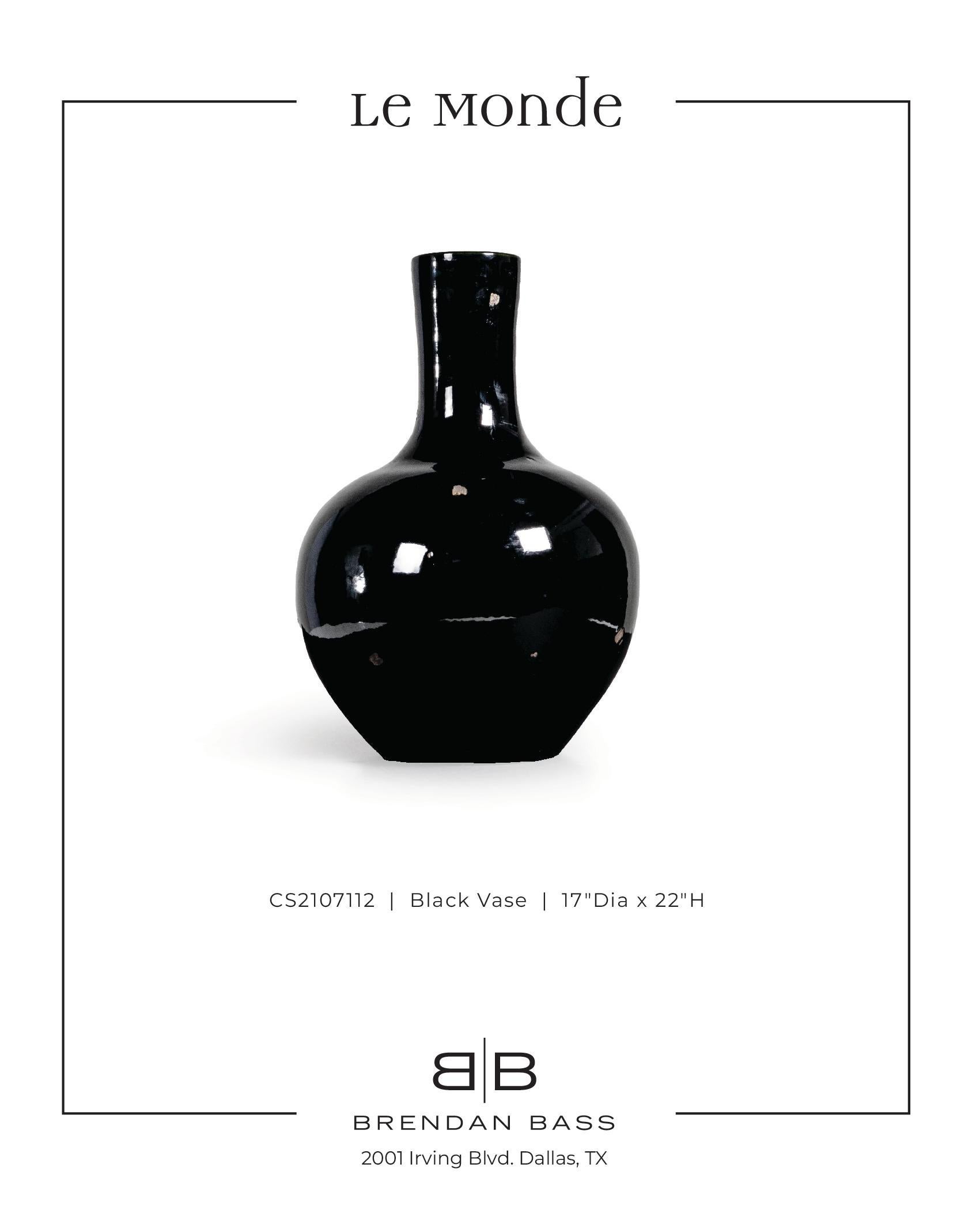 Black Ceramic Glazed Vase For Sale 1