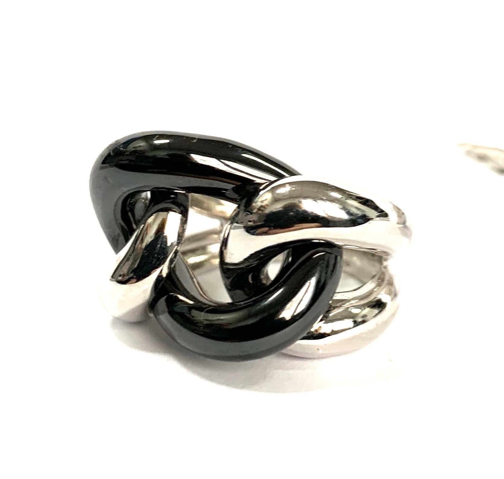 Black ceramic groumette ring in 18 kt white gold
The ceramic is a very resistant material. 
This iconic collection in Micheletto tradition was originally made only in gold just more or less 10 years ago it became very popular the ceramic