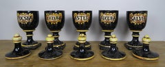 Black Ceramic Italian Pharmacy Jars-Set of Five