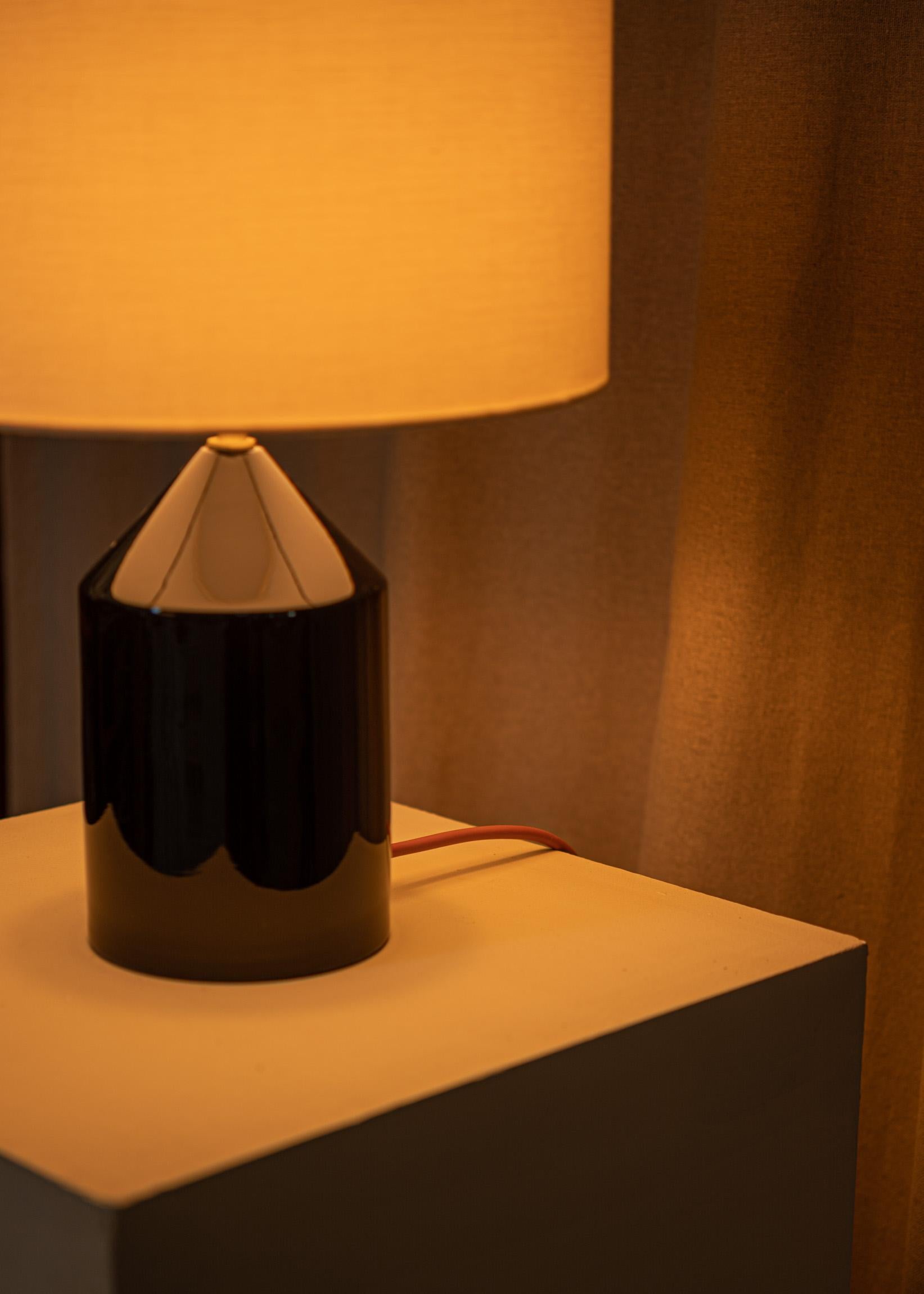 Post-Modern Black Ceramic Josef Table Lamp by Simone & Marcel For Sale
