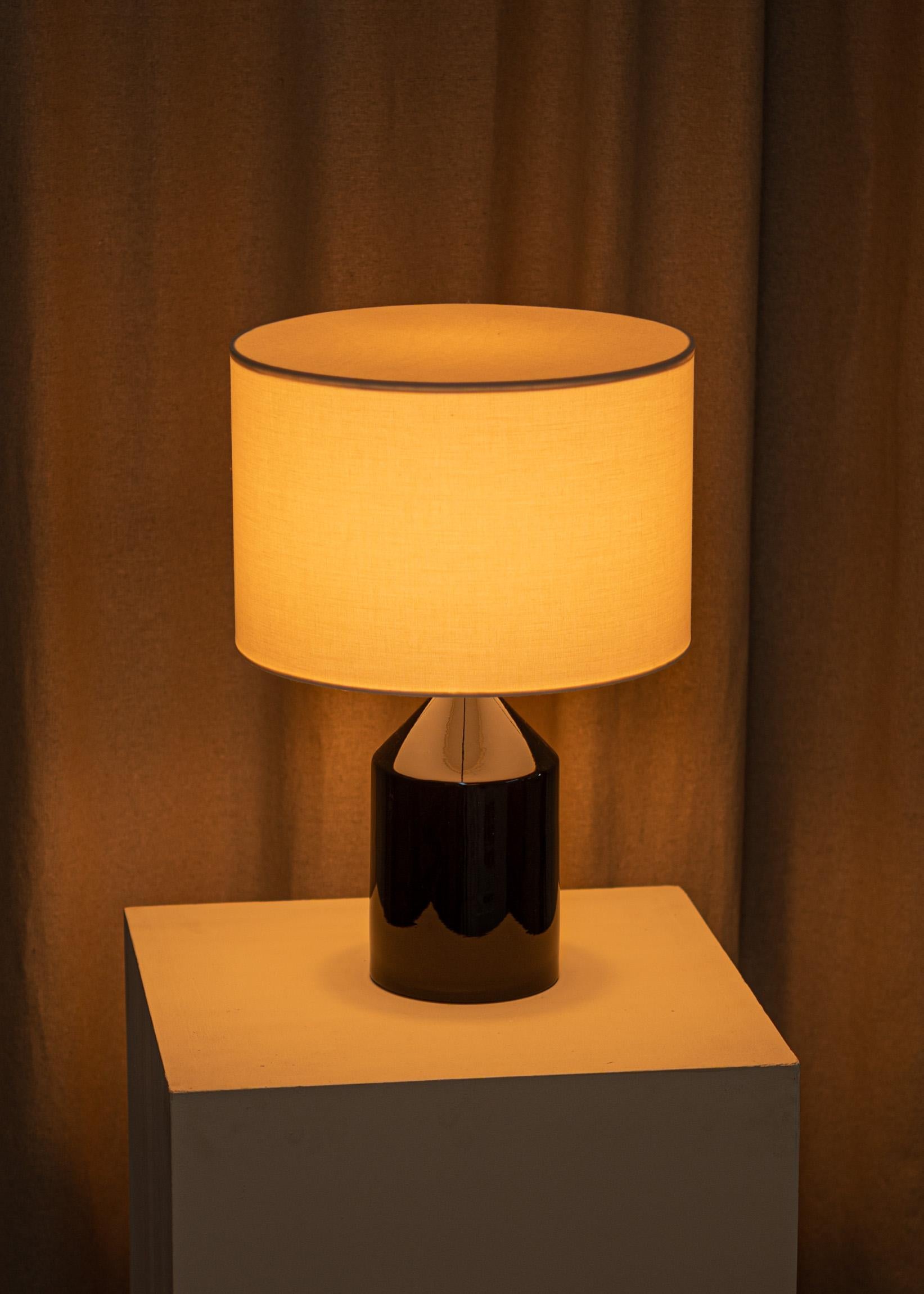 Spanish Black Ceramic Josef Table Lamp by Simone & Marcel For Sale