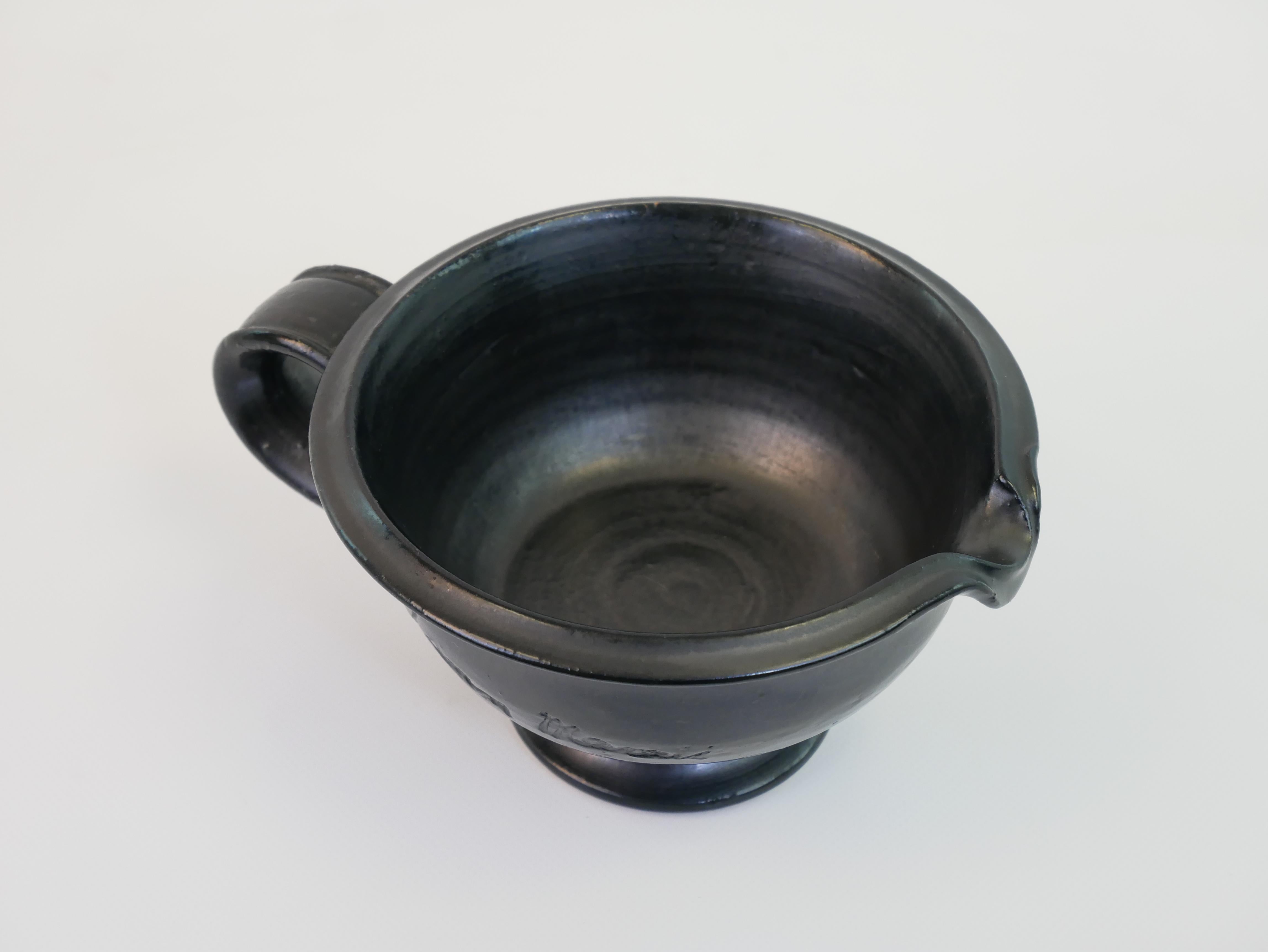 Black ceramic jug by Jean Marais, Vallauris circa 1950 For Sale 4