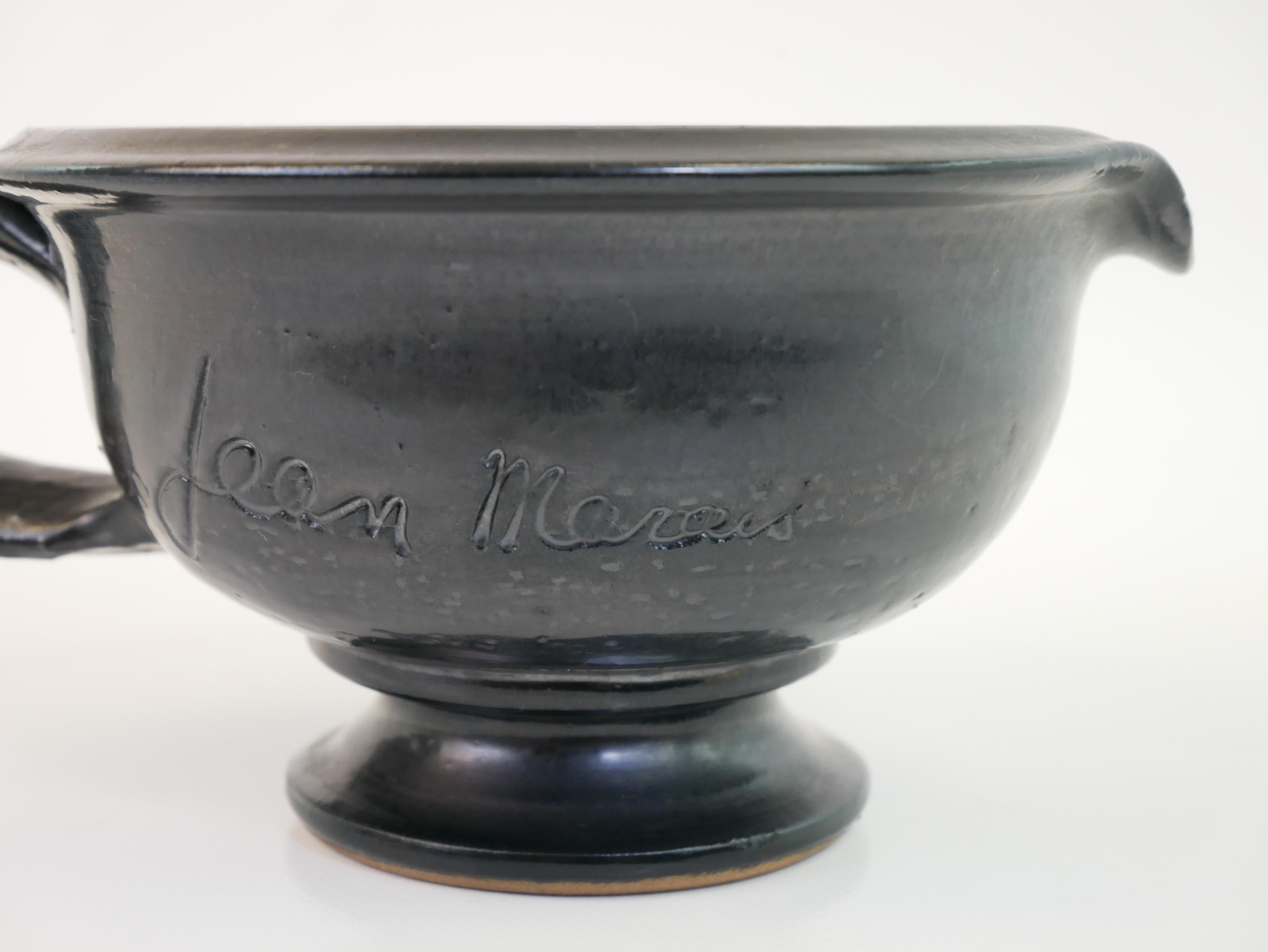 Black ceramic jug by Jean Marais, Vallauris circa 1950 For Sale 5