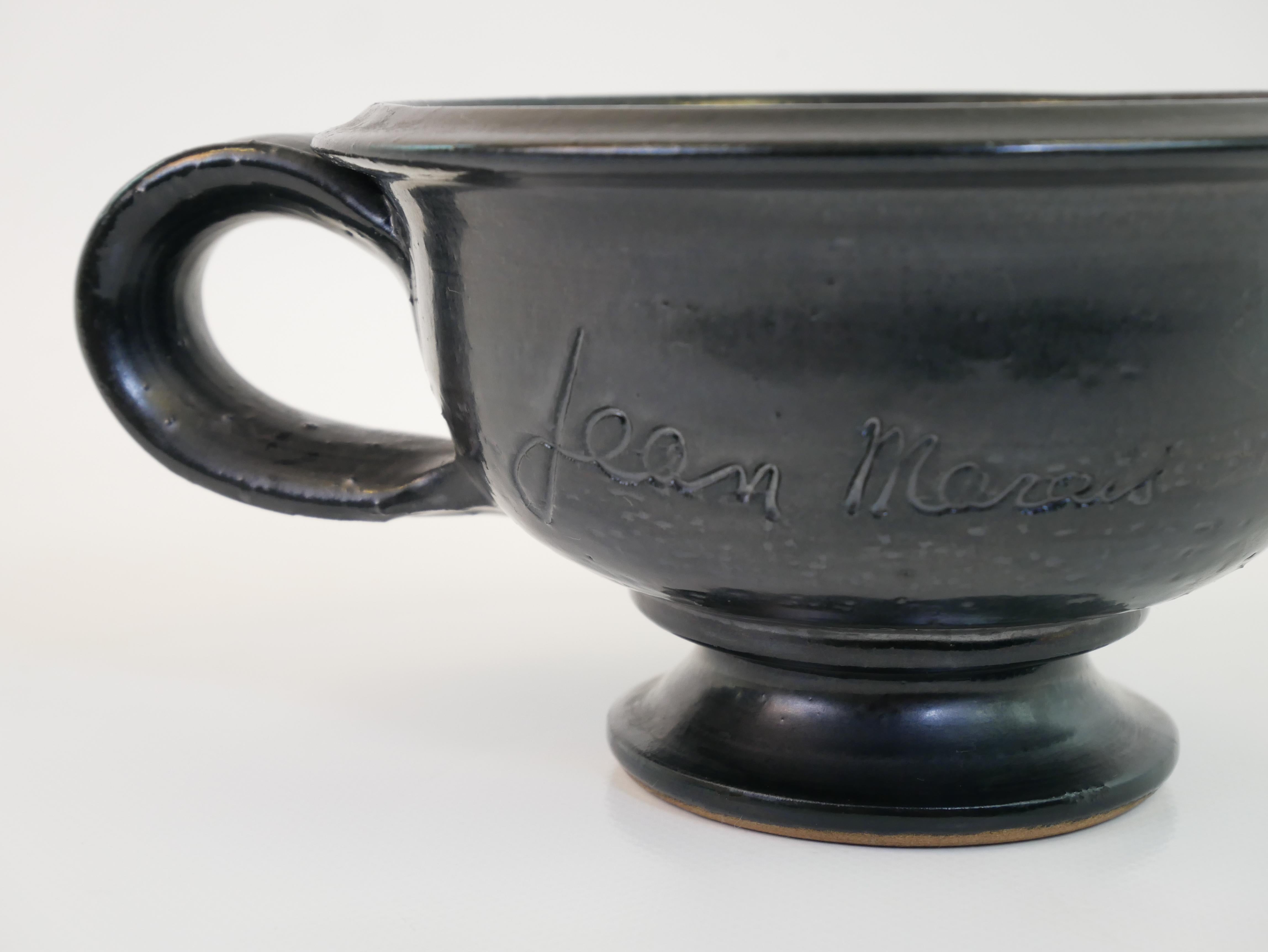 Black ceramic jug by Jean Marais, Vallauris circa 1950 For Sale 6