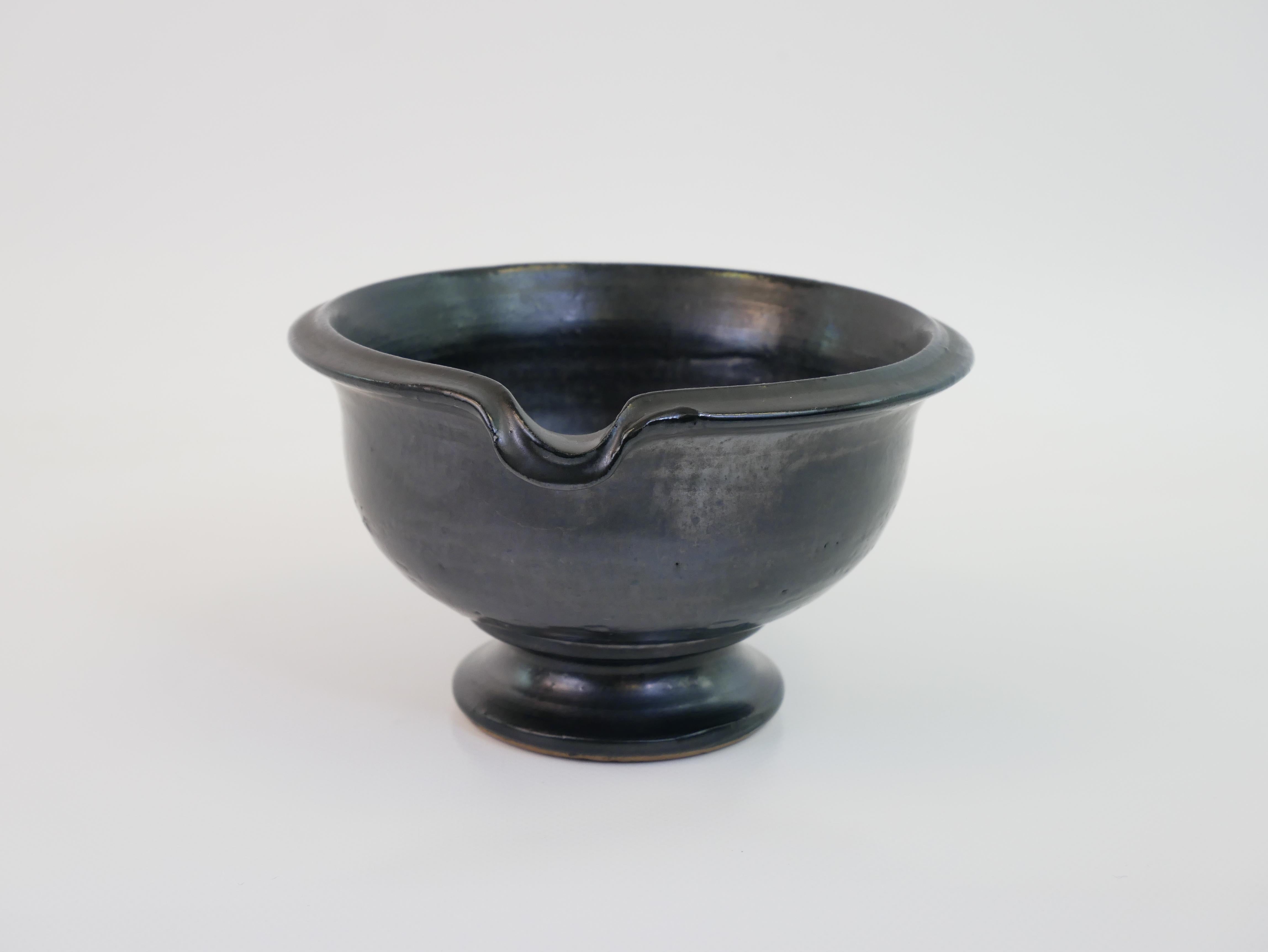 French Black ceramic jug by Jean Marais, Vallauris circa 1950 For Sale