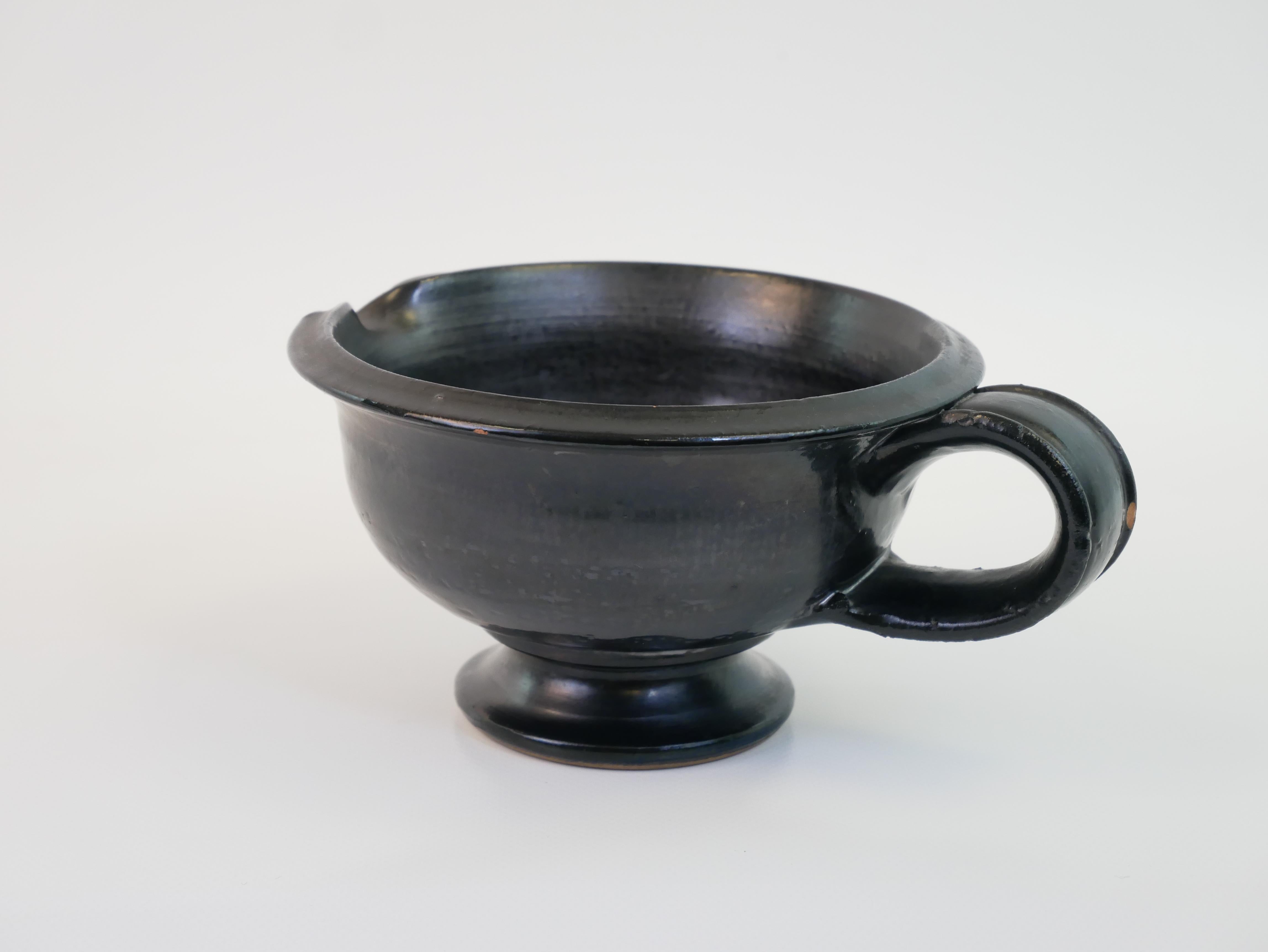 Mid-20th Century Black ceramic jug by Jean Marais, Vallauris circa 1950 For Sale