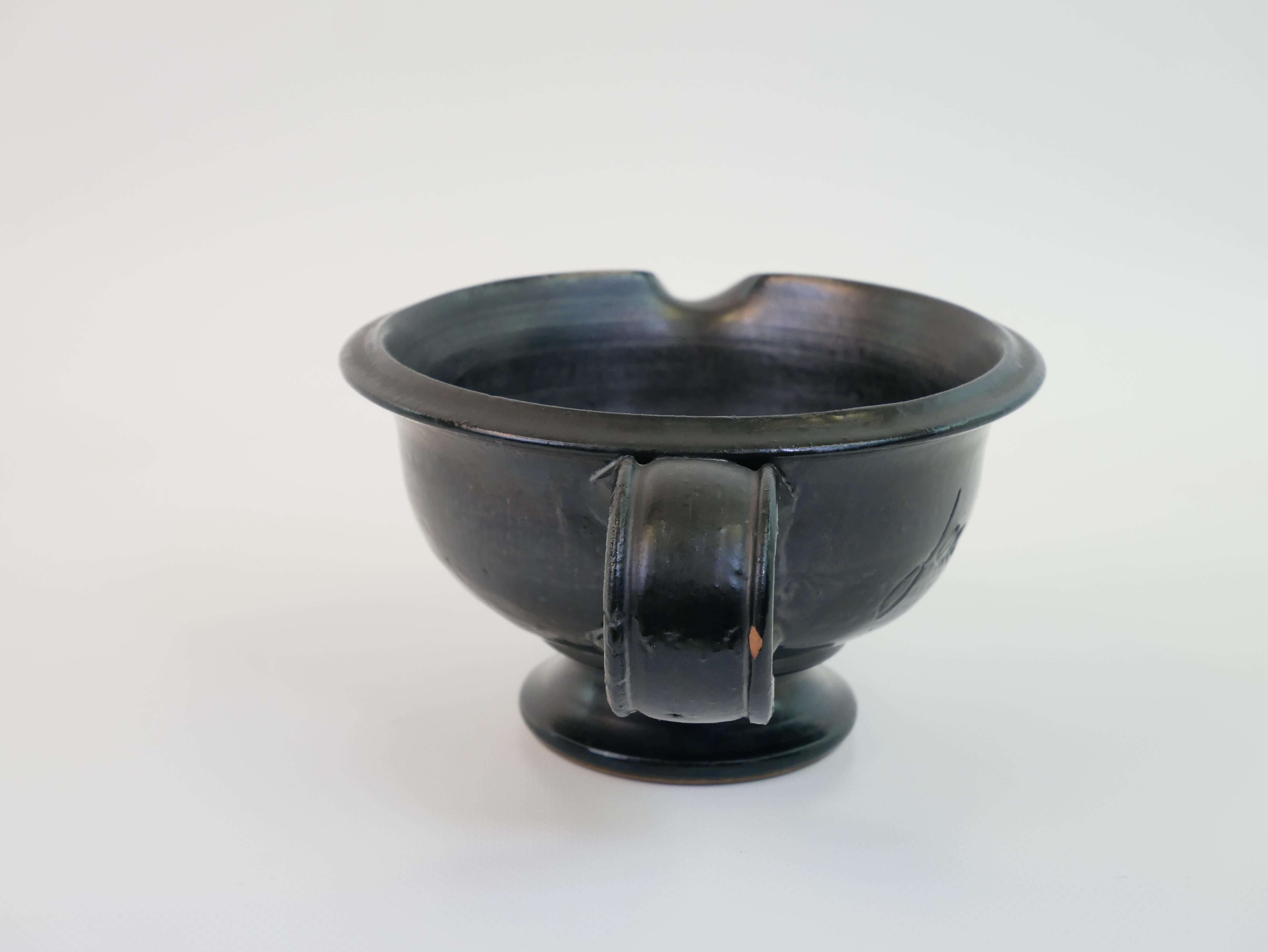 Black ceramic jug by Jean Marais, Vallauris circa 1950 For Sale 1