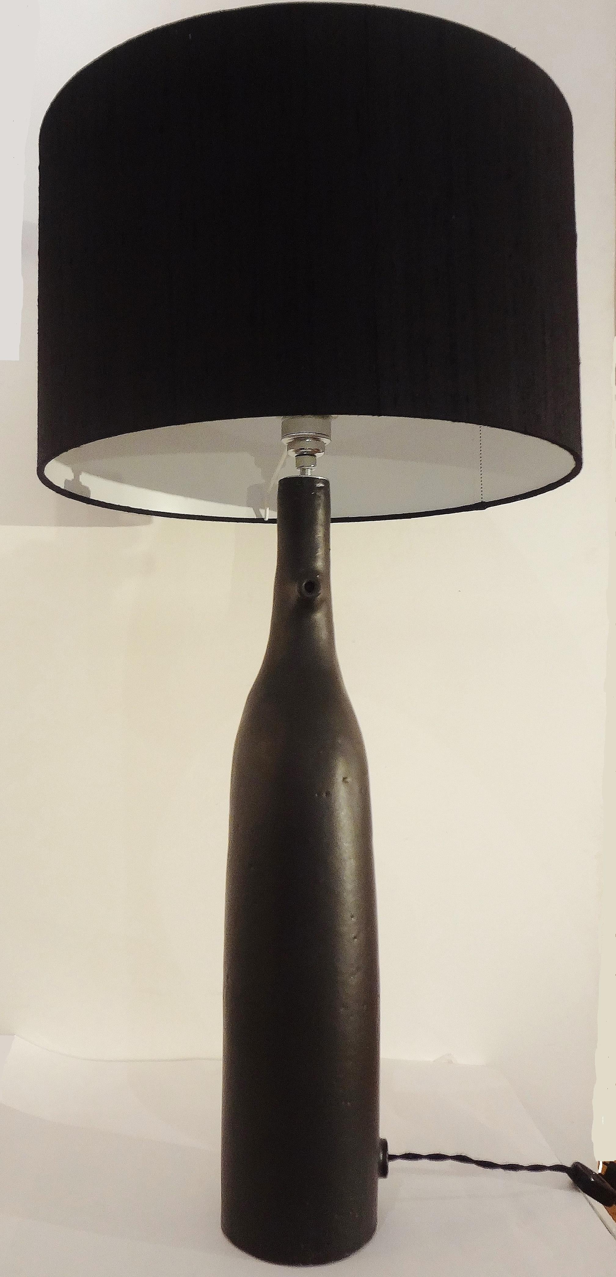 Enameled Black Ceramic Lamp, 2015, by Wouter Hoste For Sale