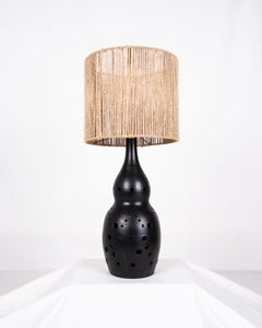Black ceramic lamp in the style of Georges Pelletier, France, 1970s