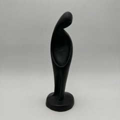 Black Ceramic Madonna Sculpture in the Style of Georges Jouve, 1960s