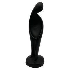 Black Ceramic Madonna Sculpture in the Style of Georges Jouve, 1960s