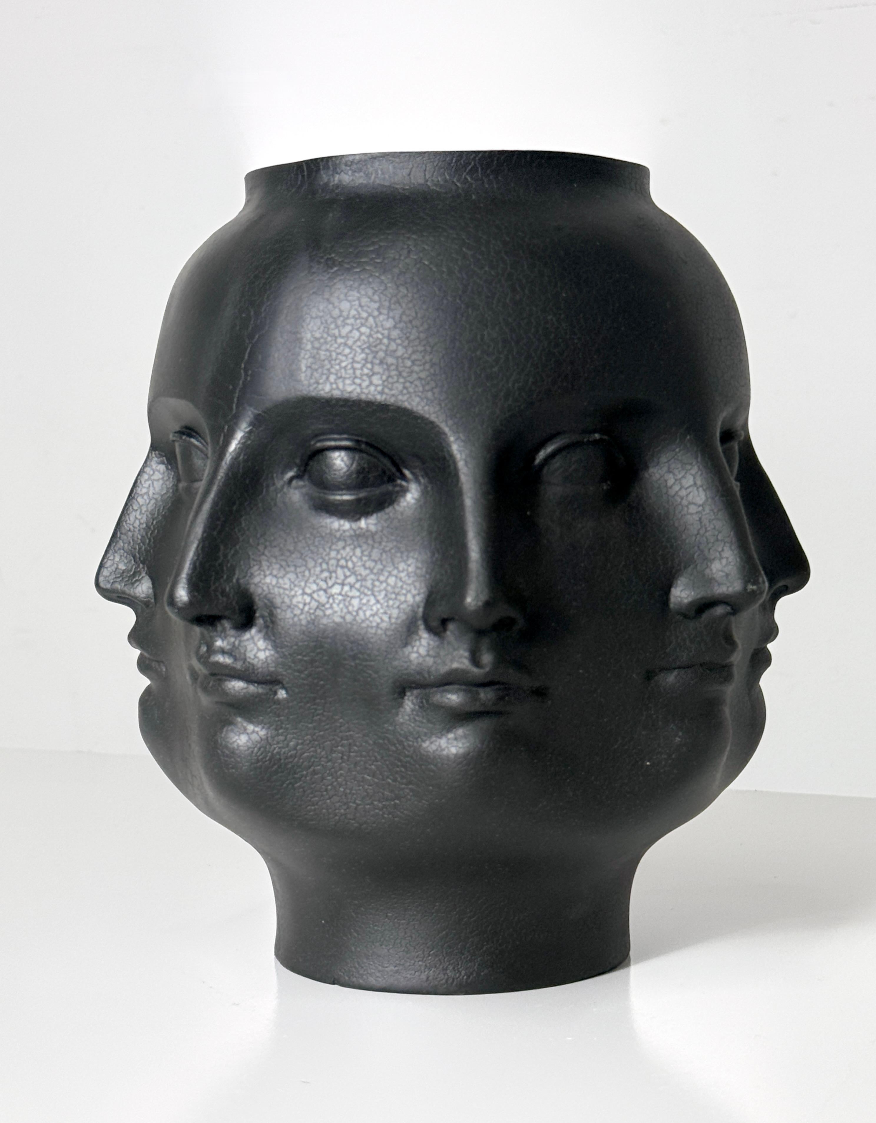 Black Ceramic Perpetual Face Vase in the Style of Piero Fornasetti by TMS 2005 For Sale 2