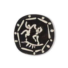 Pablo Picasso Black Ceramic Plate 'Deux Danseurs'
