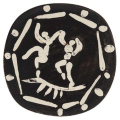 Pablo Picasso Black Ceramic Plate 'Deux Danseurs' 