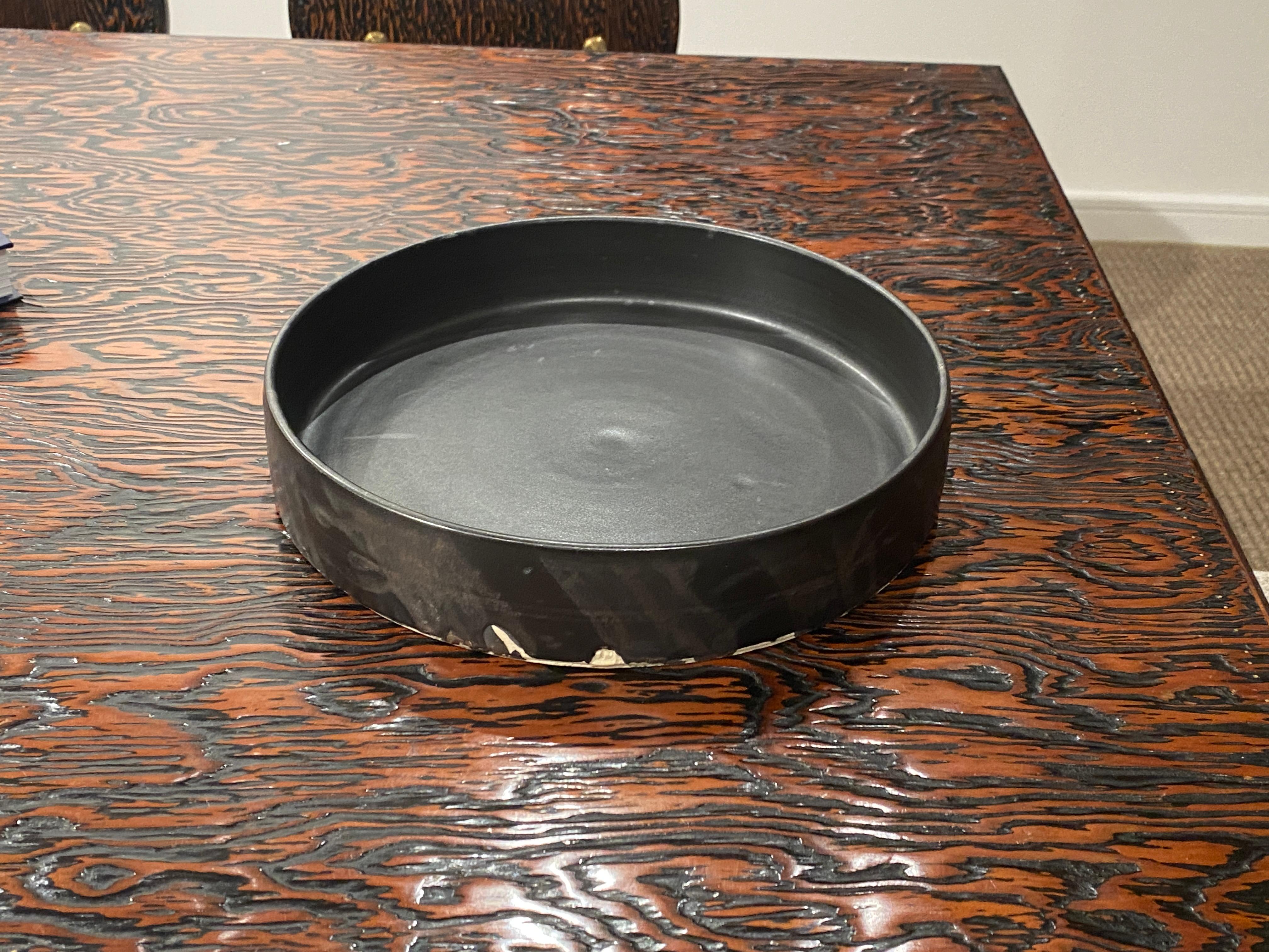 English Black Ceramic Platter For Sale