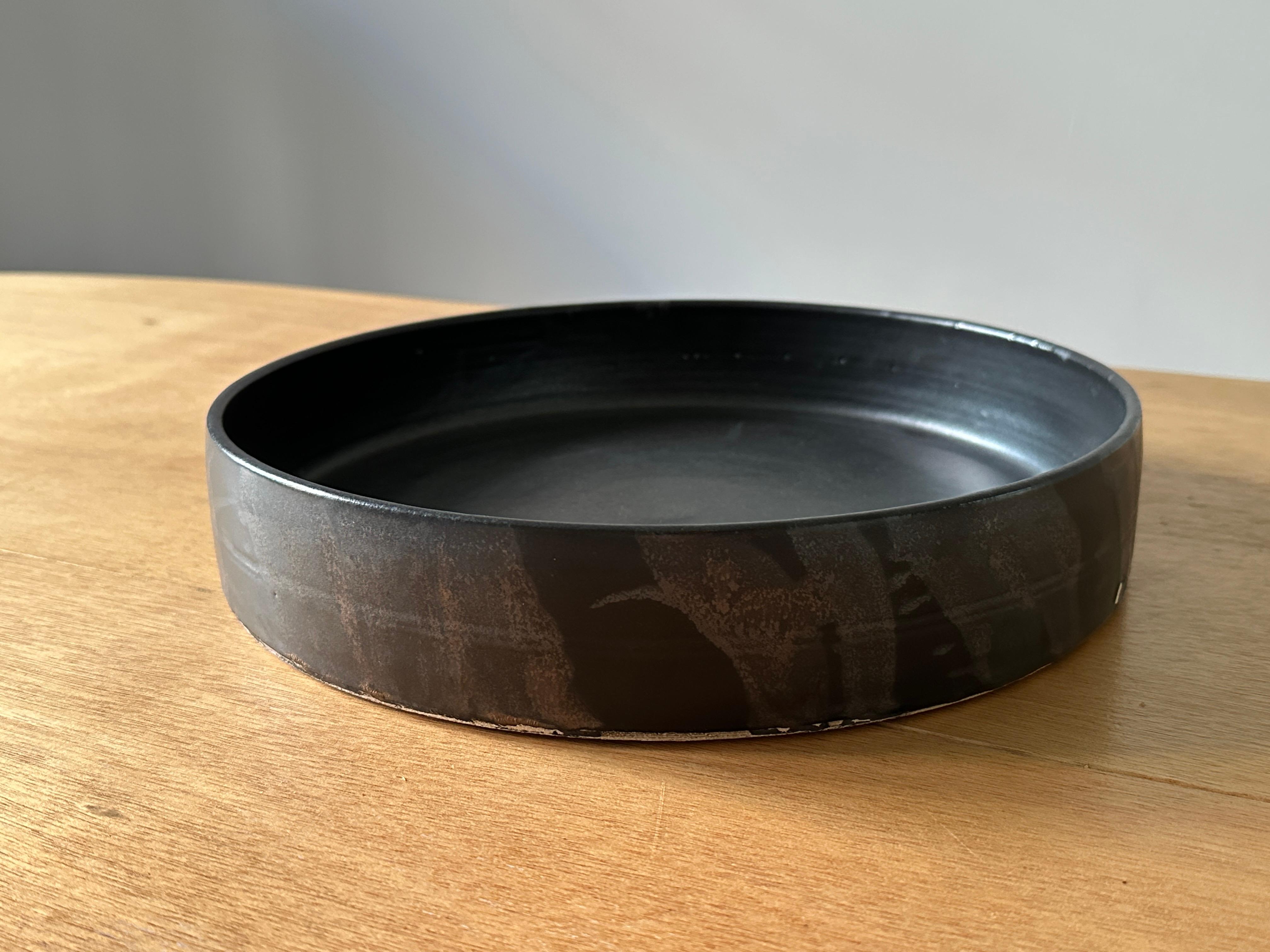 Contemporary Black Ceramic Platter For Sale