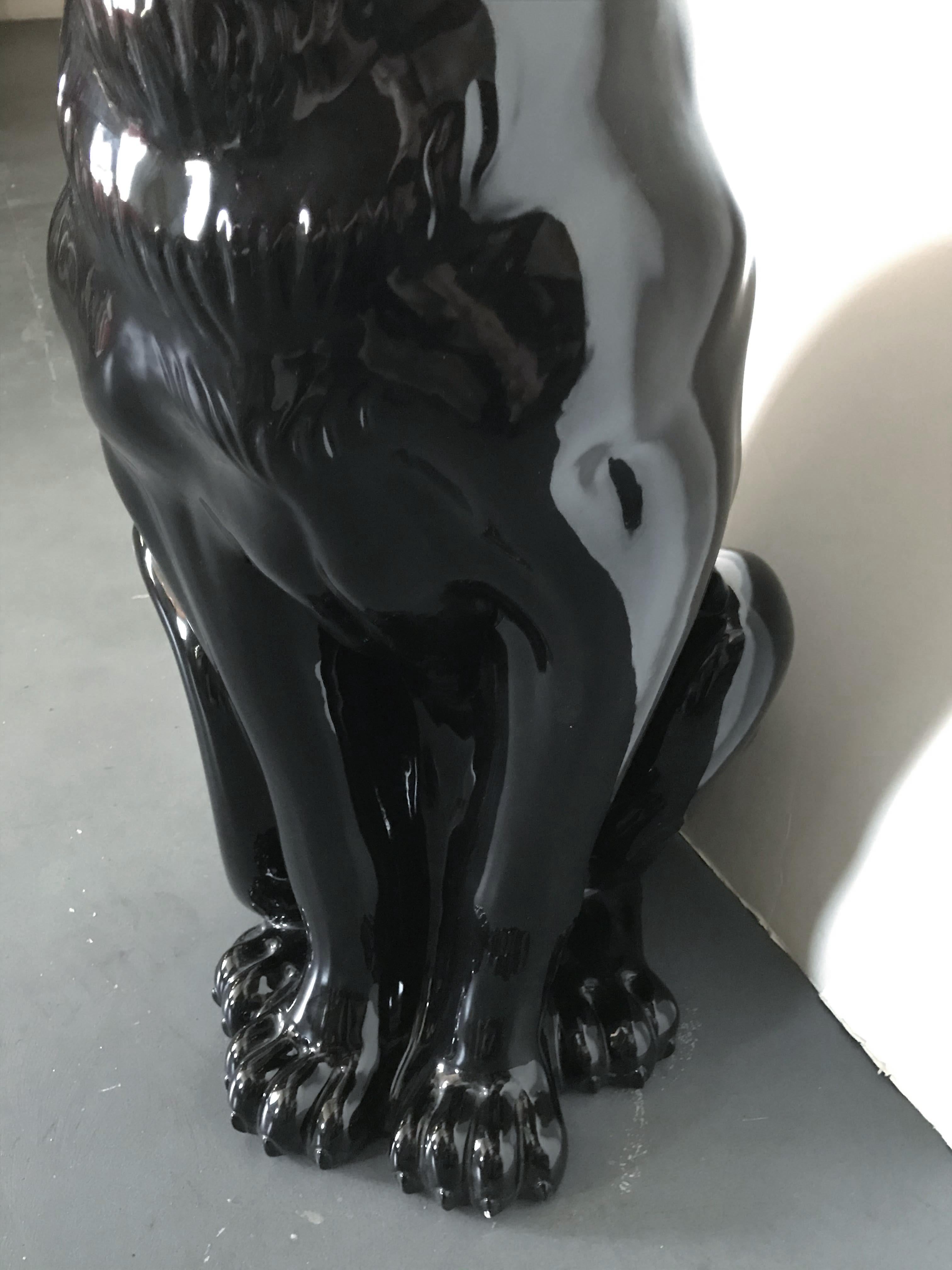 Italian Black Ceramic Puma Sculpture by Fabio Ltd FINAL CLEARANCE SALE