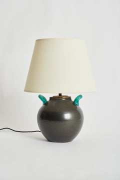 Black Ceramic Table Lamp by Jerome Massier
