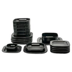 Black Ceramic Tableware Set Makio Hasuike Collection Arnolfo Di Cambio, 1970s