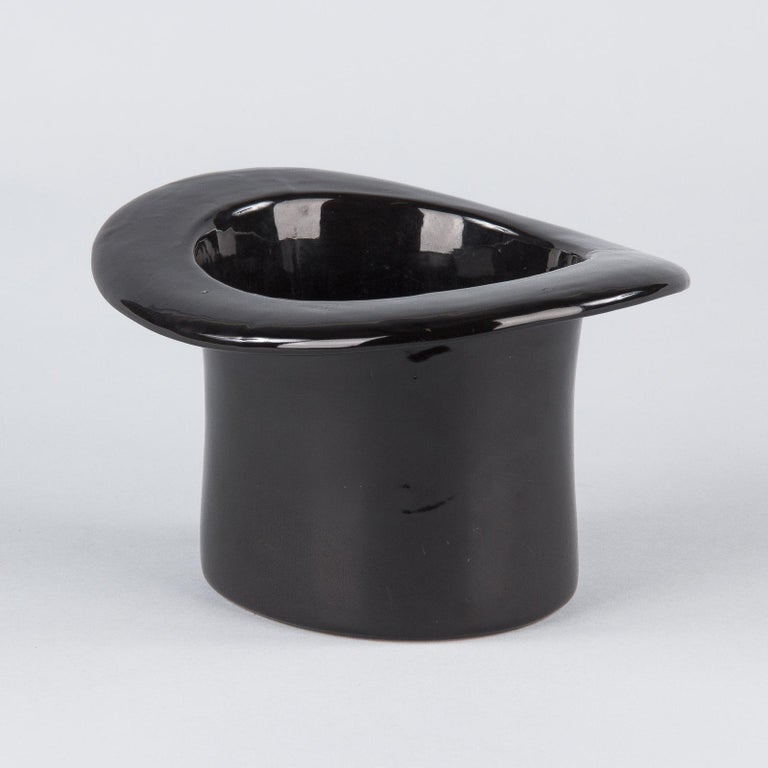 Black Ceramic Top Hat, France, 1950s at 1stDibs