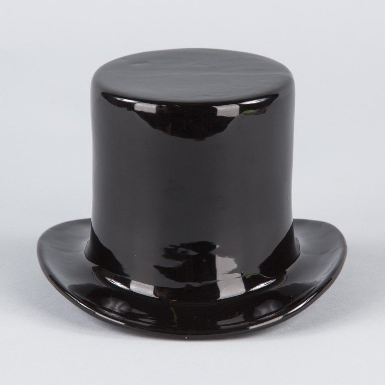 Black Ceramic Top Hat, France, 1950s at 1stDibs
