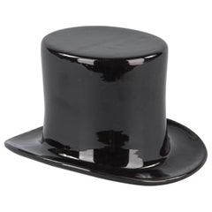Black Ceramic Top Hat, France, 1950s
