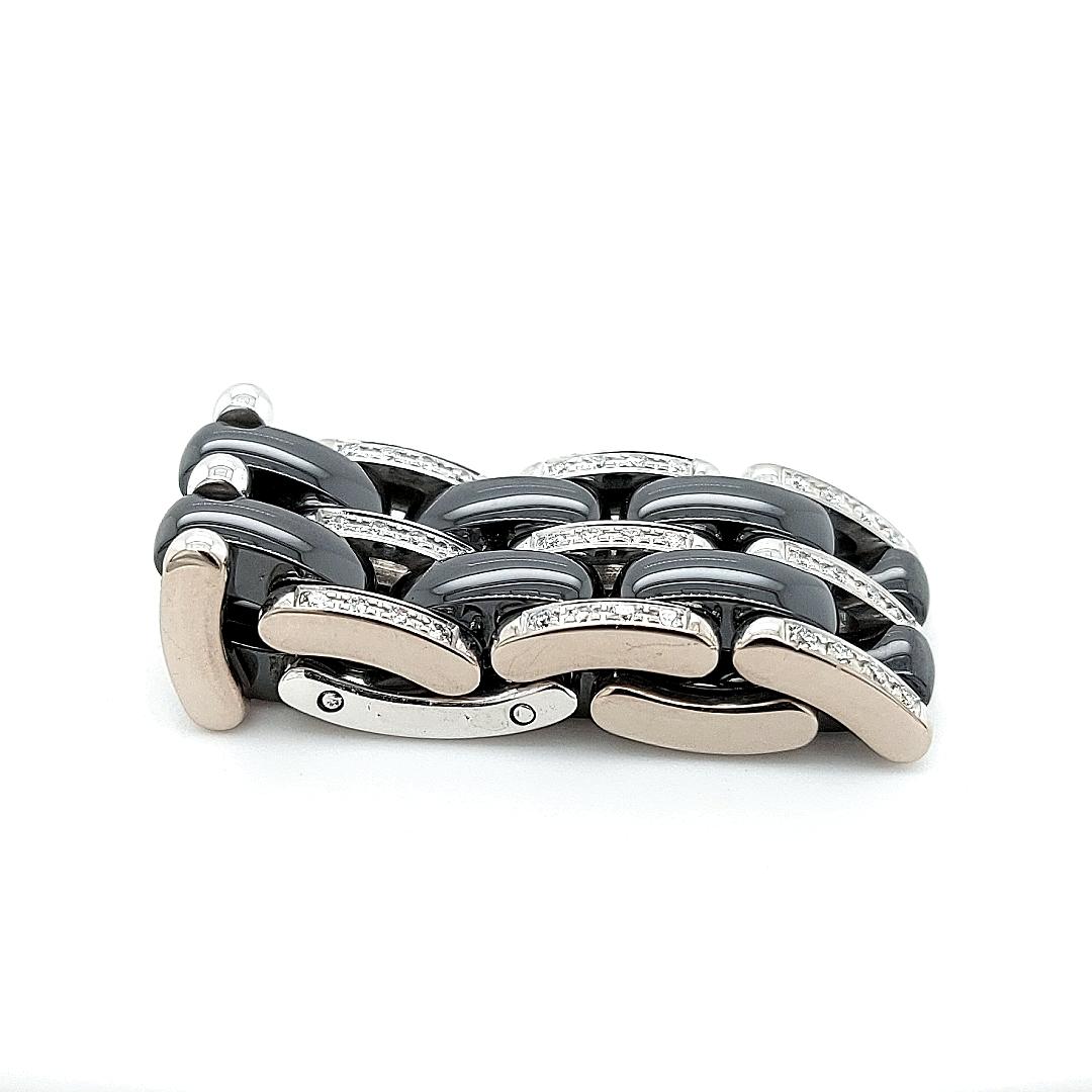 Black Ceramic Ultra Chanel Ring Set with 0.50 Carat Diamonds 2