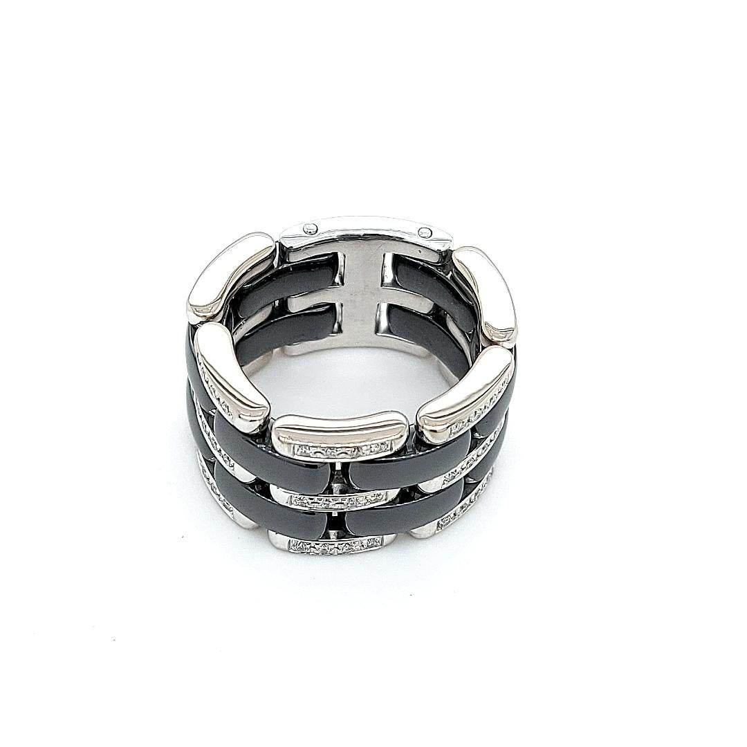 Black Ceramic Ultra Chanel Ring Set with 0.50 Carat Diamonds 1