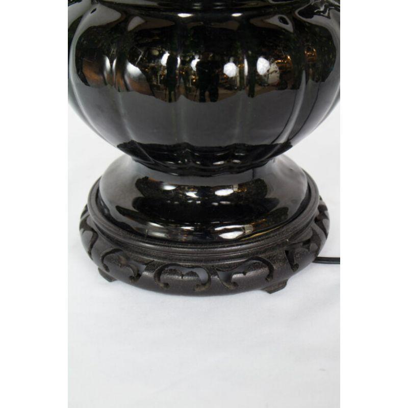 Art Deco Black Ceramic Urn Table Lamp For Sale