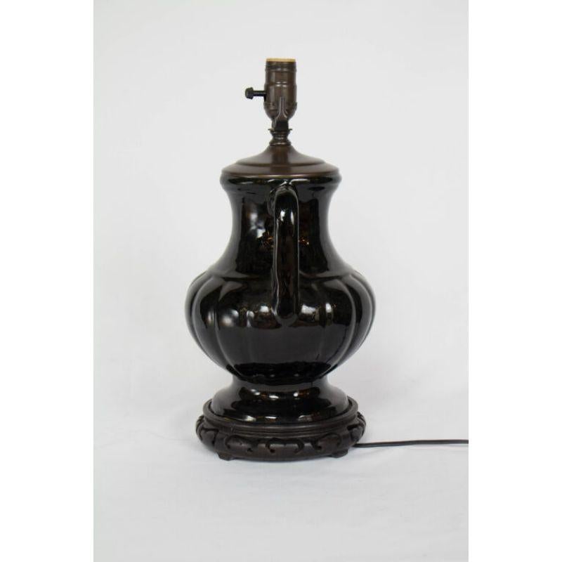 Unknown Black Ceramic Urn Table Lamp For Sale