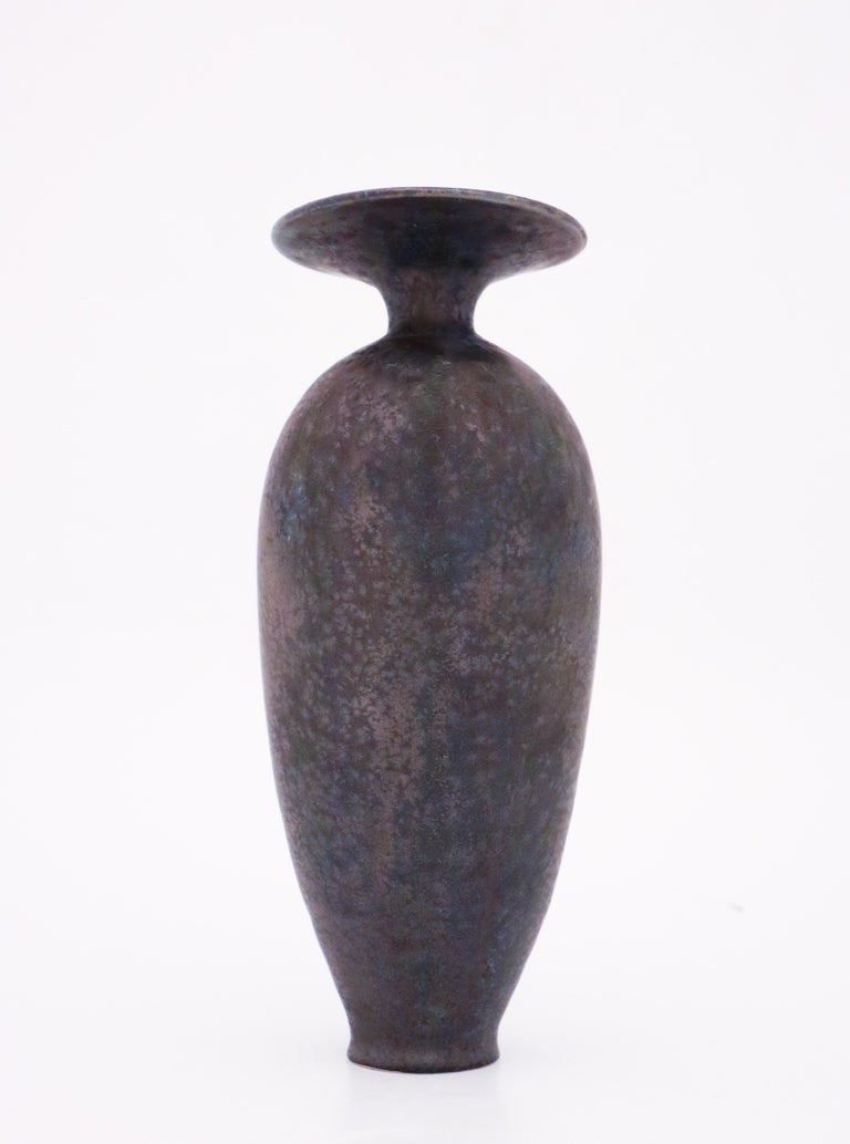 Glazed Black Ceramic Vase by Isak Isaksson, Contemporary Swedish Ceramicist For Sale