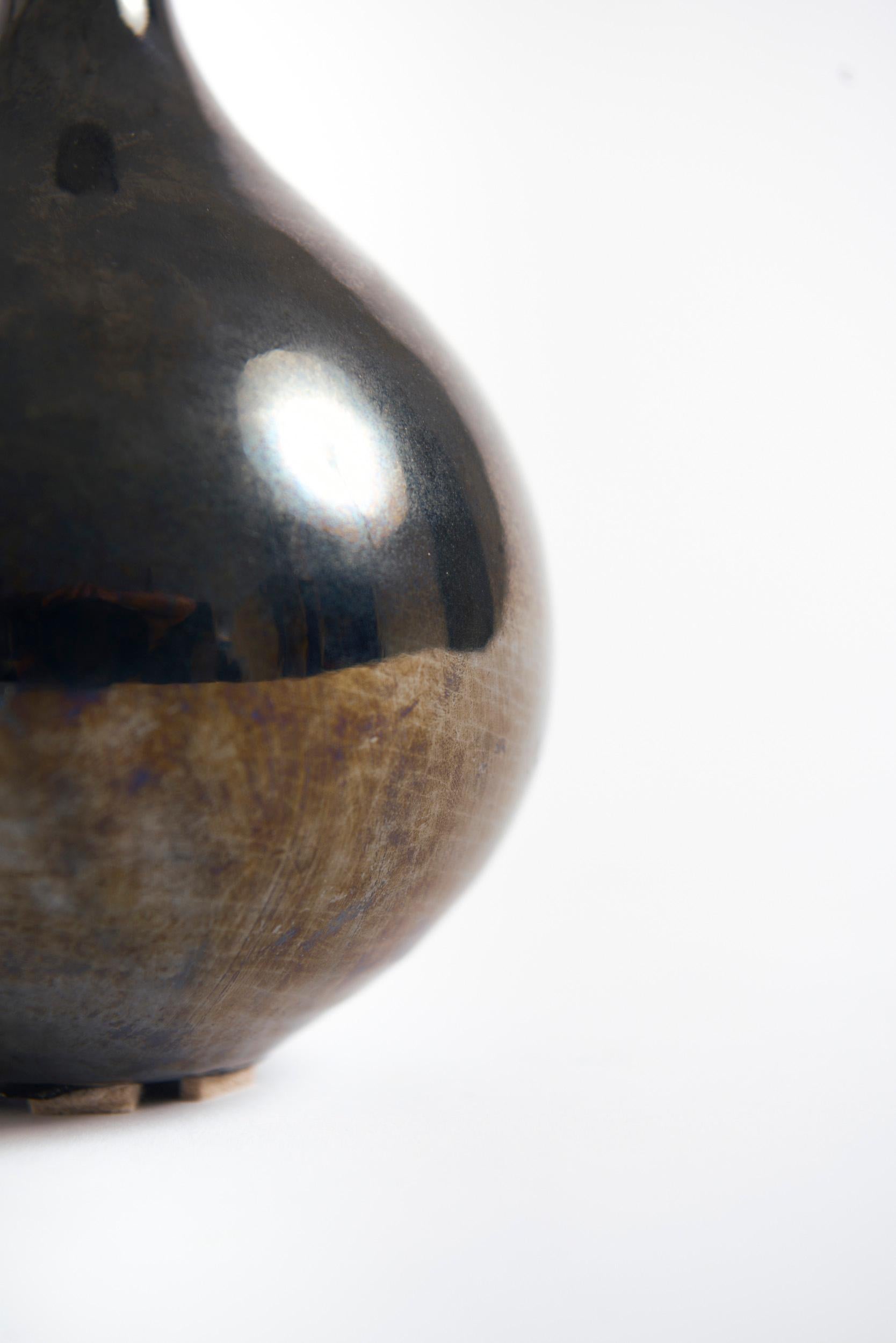 Mid-Century moderno Vaso di ceramica nero in vendita