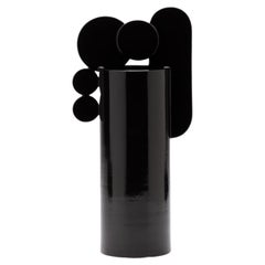 Black Ceramic Vase Handcrafted in Italy -Sardinia Black Bubble Family Collection