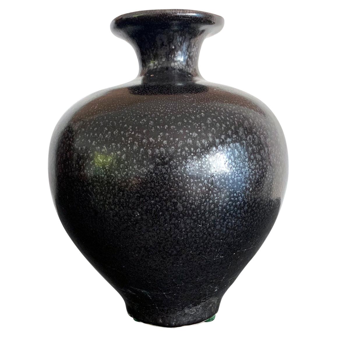 Black Ceramic Vase with Oil-Spot Glaze Jian Ware