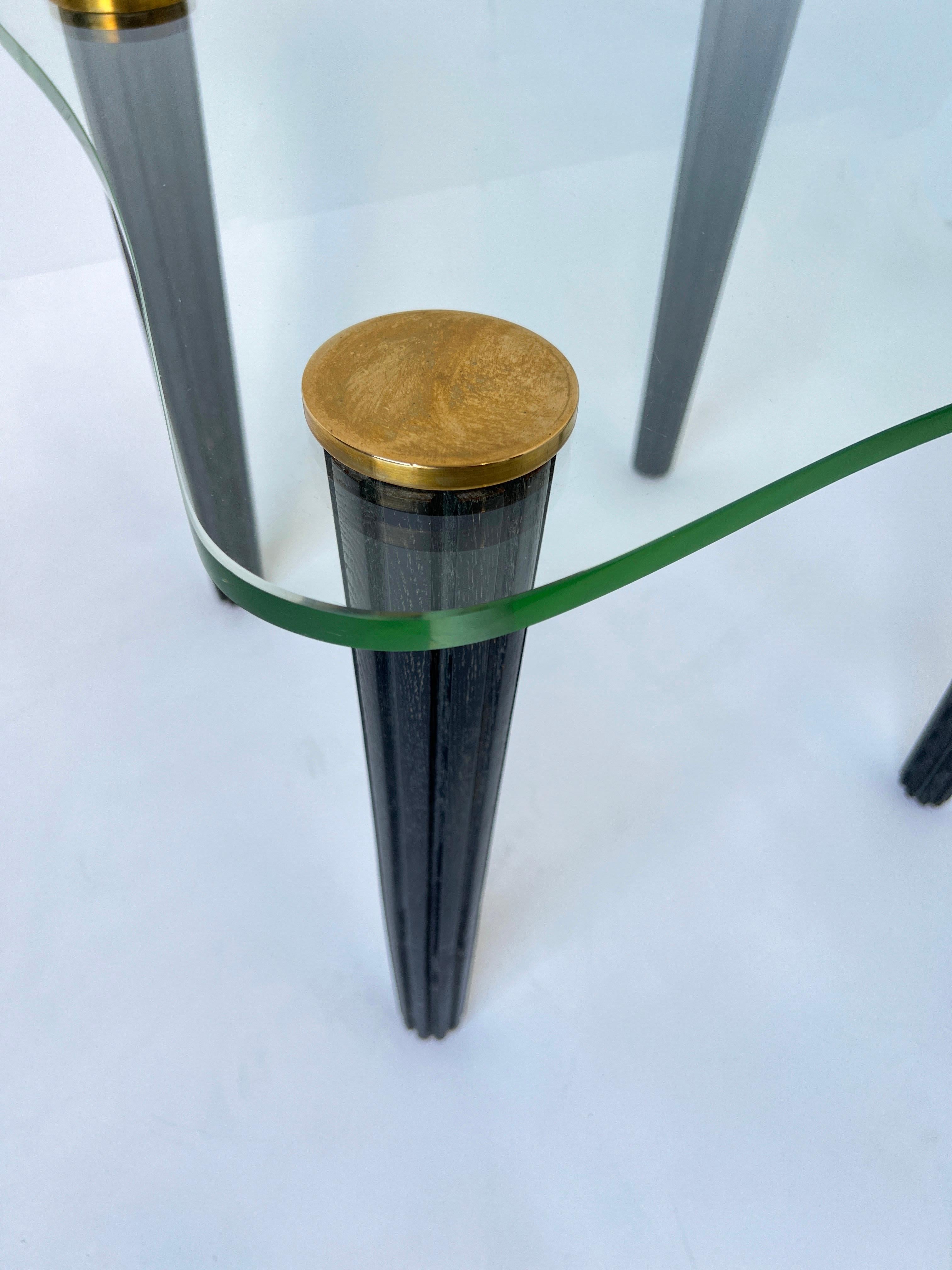Black Cerused Oak and Brass Freeform Side Table by Gilbert Rohde In Good Condition In Palm Springs, CA