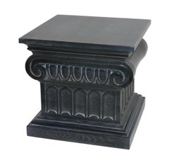 Black Cerused Oak Column Side Table