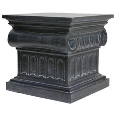 Black Cerused Oak Column Side Table