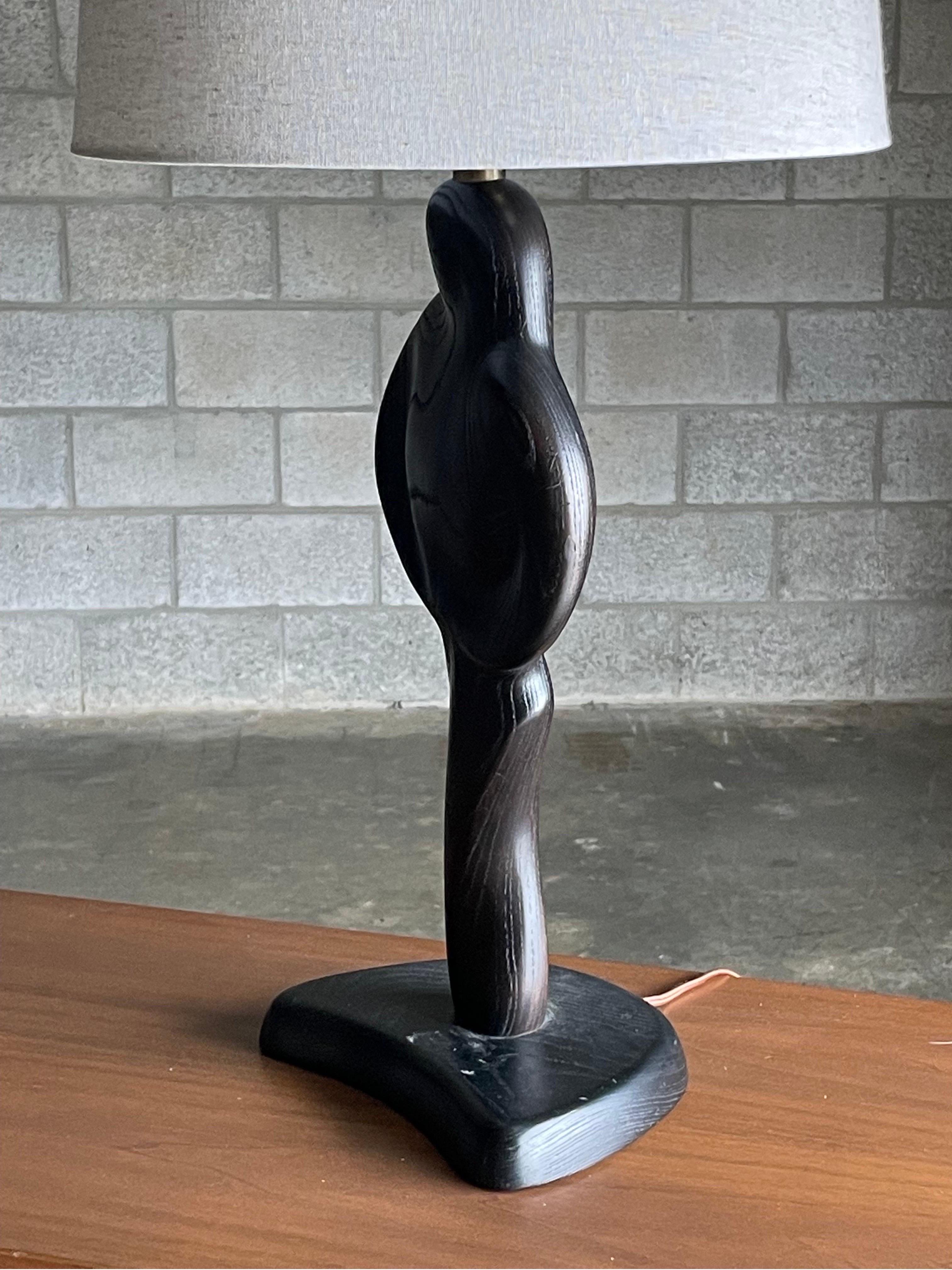 Mid-Century Modern Black Cerused Sculptural Table Lamp Attributed to Yasha Heifetz For Sale